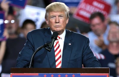 President Trump speaking at a rally