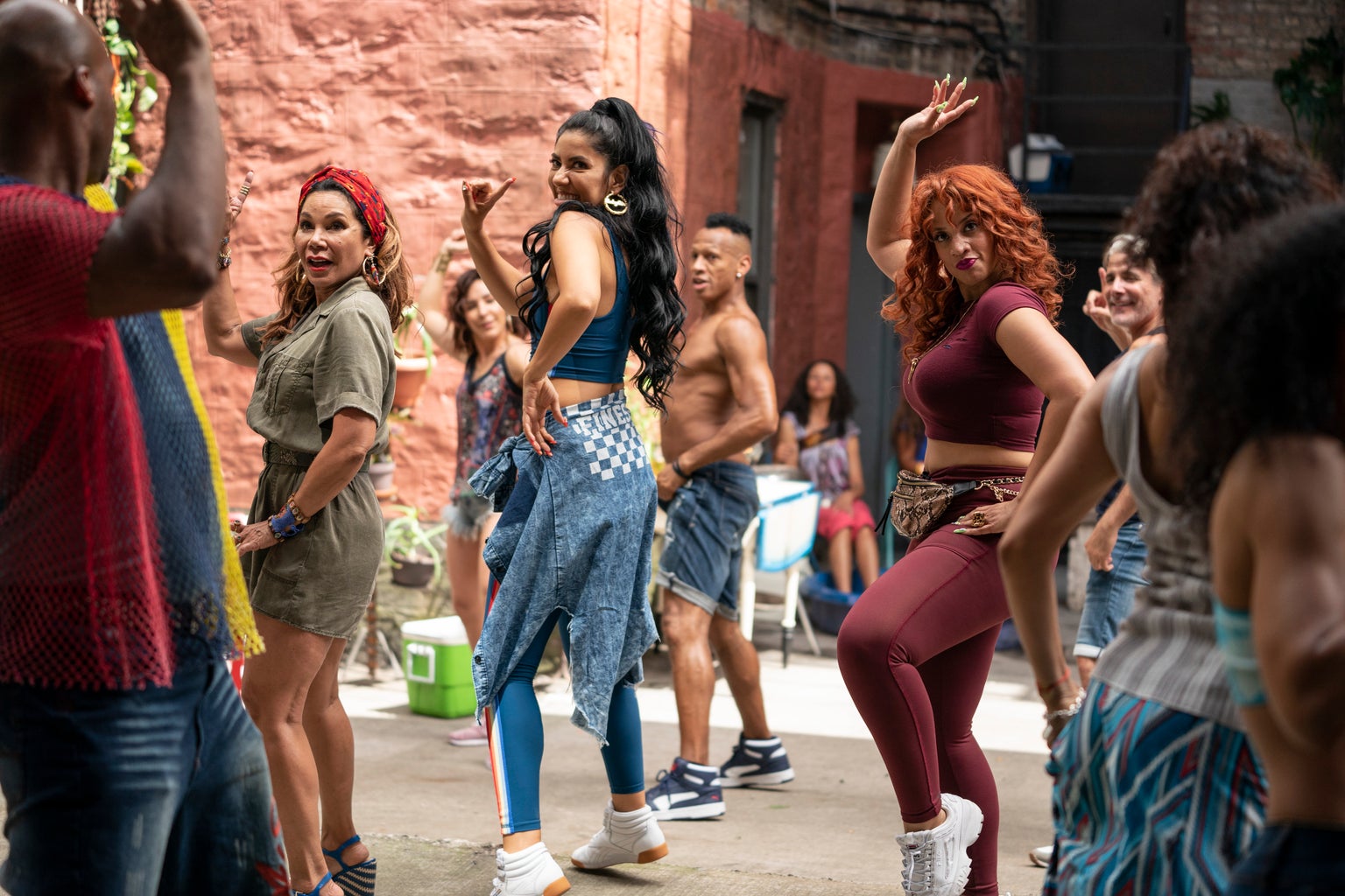 DAPHNE RUBIN-VEGA as Daniela, STEPHANIE BEATRIZ as Carla and DASCHA POLANCO as Cuca in Warner Bros. Pictures’ “IN THE HEIGHTS,” a Warner Bros. Pictures release.