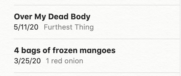 notes app, ranked drake songs and mango salsa