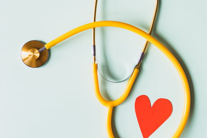 Yellow Stethoscope with red heart
