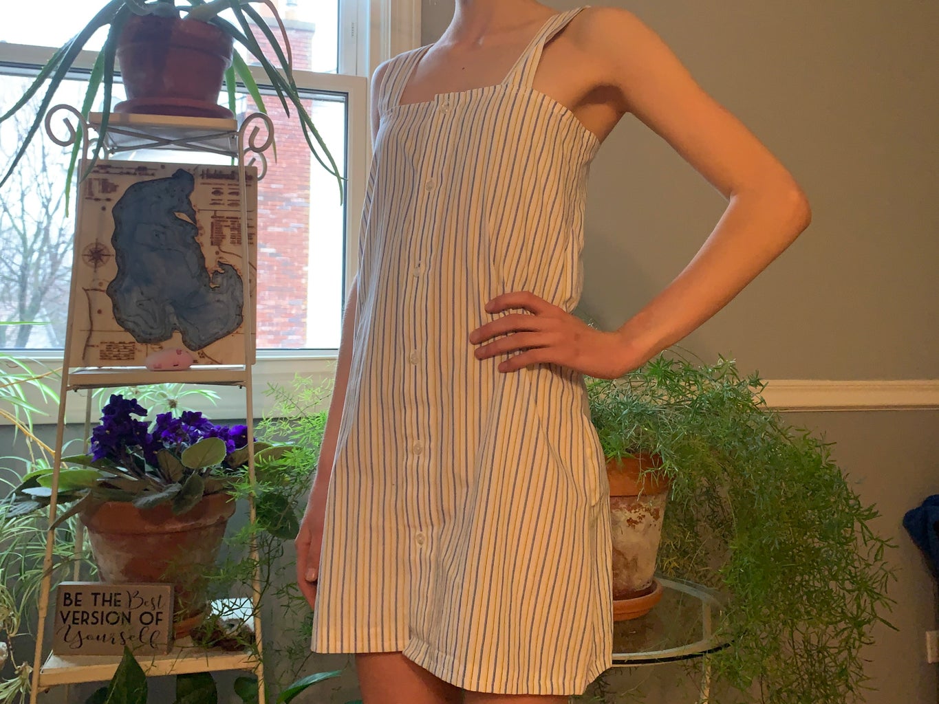 striped button-down dress