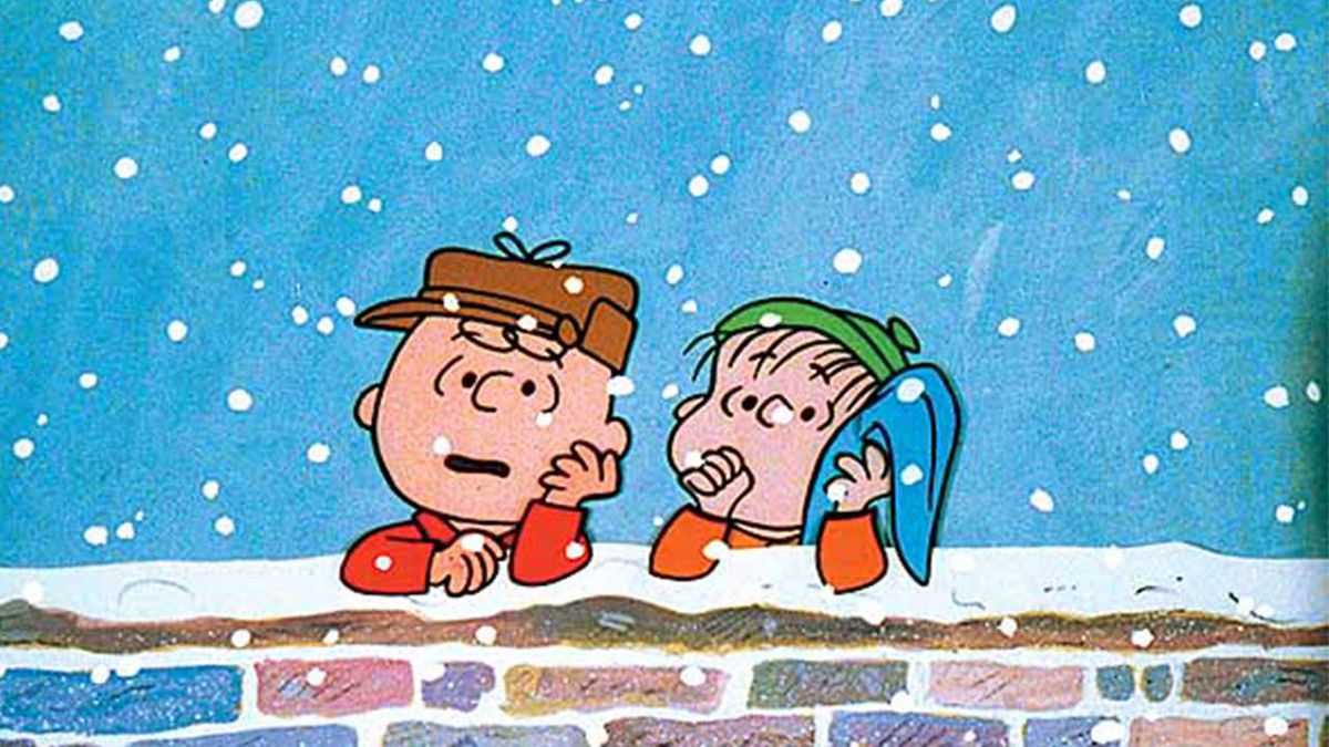Two characters from Charlie Brown leaning against a wall.