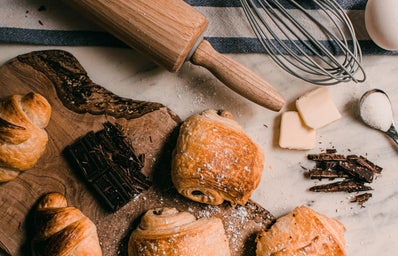 croissants and baking tools