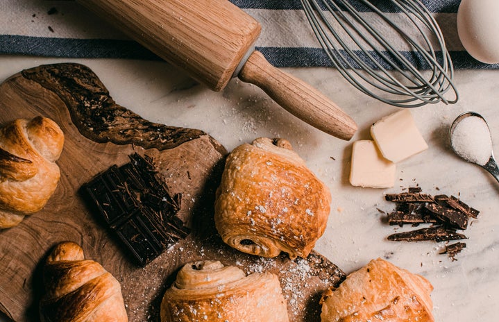 croissants and baking tools