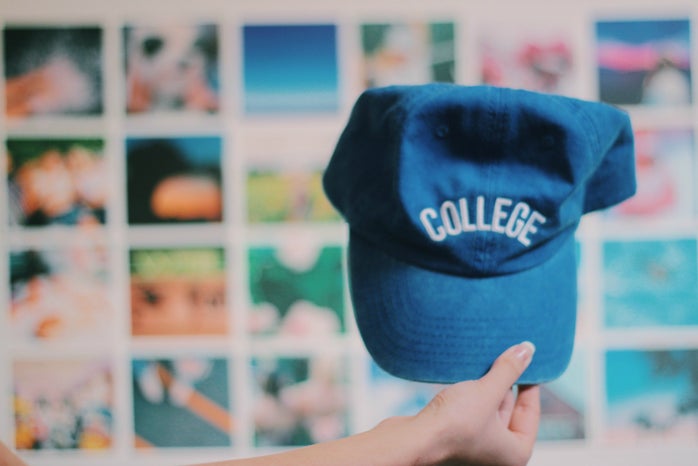 blue college hat room