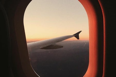travel airplane sky sunset