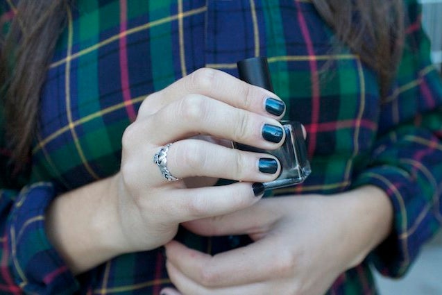the lala navy nails and plaid shirt?width=698&height=466&fit=crop&auto=webp