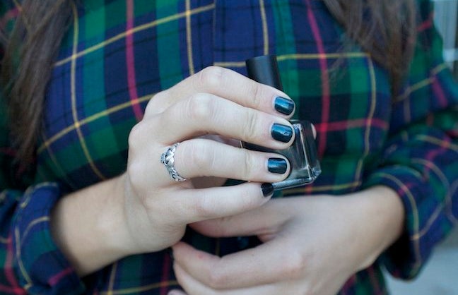 the lala navy nails and plaid shirt?width=719&height=464&fit=crop&auto=webp