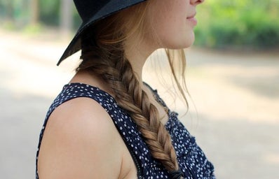 Girl Braid Hat Profile Close Up