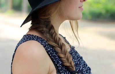 Girl Braid Hat Profile Close Up