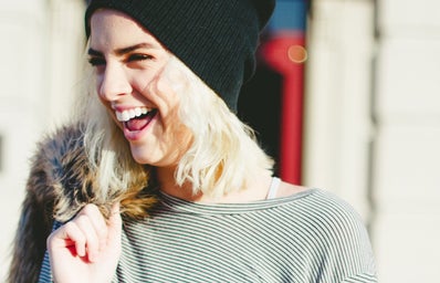 Girl Laughing With Beanie
