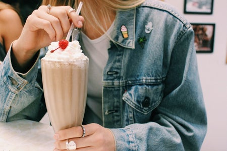 Anna Schultz-Denim Jacket With Patches And Milkshake