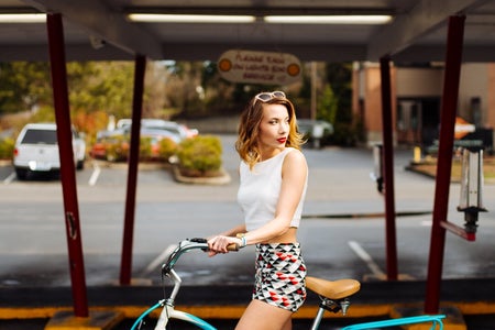 Girl On Retro Bike