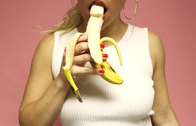 Girl Eating Banana Fruit Hoop Earrings Sex