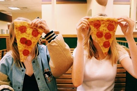 Anna Schultz-Girls Posing With Pizza