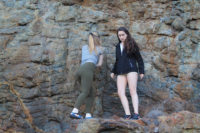 Girls Hiking Adventure Rocks California Climbing Fun