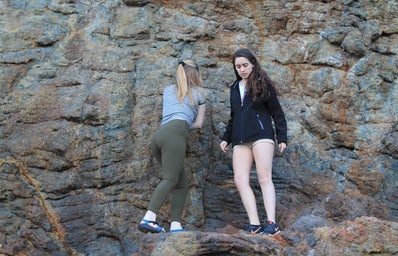 Girls Hiking Adventure Rocks California Climbing Fun