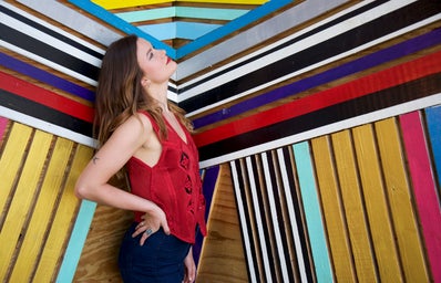 Lindsay Thompson-Mural Wall Art Girl Miami Colorful Posing