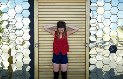 Lindsay Thompson-Miami Mirror Walls Vest Serious Stressed