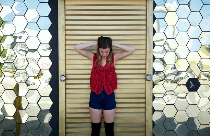 Lindsay Thompson-Miami Mirror Walls Vest Serious Stressed