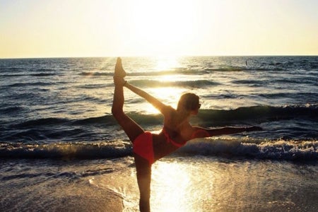 Yoga Sunset Beach Exercise Health Mental Peaceful Vacation