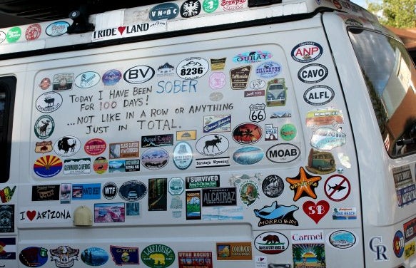 Hippie Van Stickers Fun Roadtrip