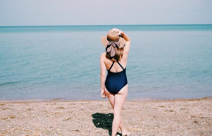 Summer Beach Ocean One Piece Swimsuit Sun Hat Water