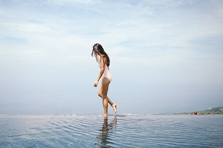 Summer Girl Hawaii Swimsuit Walking Water Cool