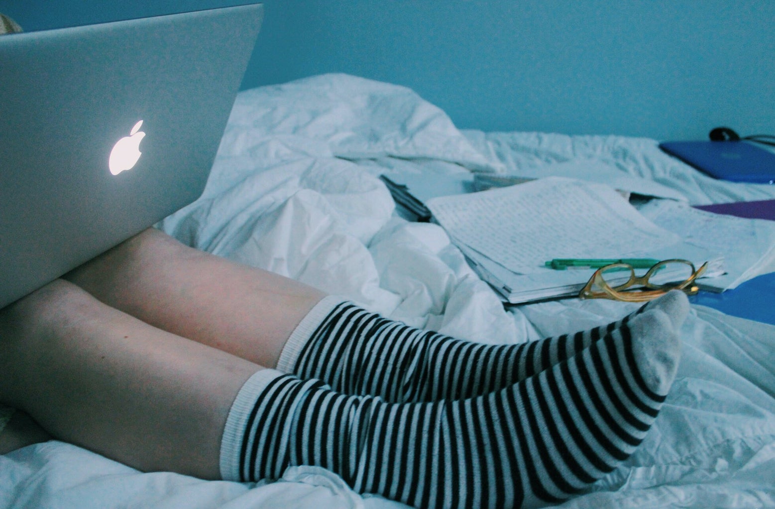 Anna Schultz-Socks And Laptop In Bed
