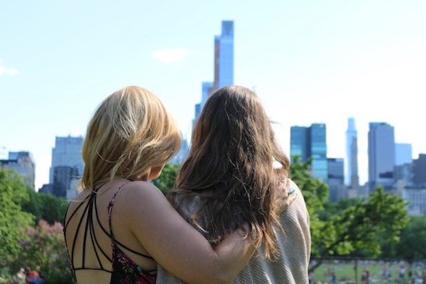 The Lalatwo Friends Looking At City Skyline