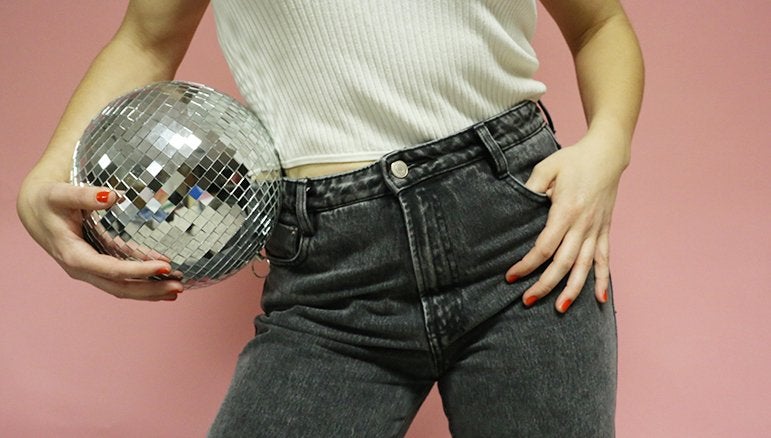 Disco Ball High Waisted Jeans Party Fun