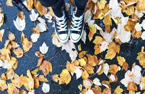 Meredith Kress leaves wet rain nature fall orange autumn black shoes converse jeans pavement outside logo?width=719&height=464&fit=crop&auto=webp