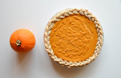 Pumpkin Pie Whole Pie Top Down With Pumpkin