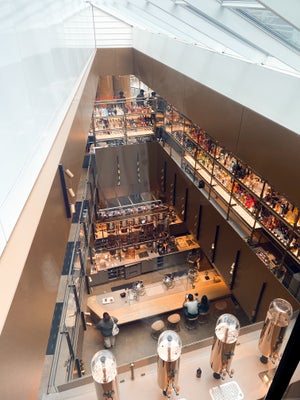 downward view of the floors of starbucks reserve roastery