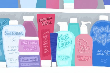 Medicine cabinet packed full of skincare products
