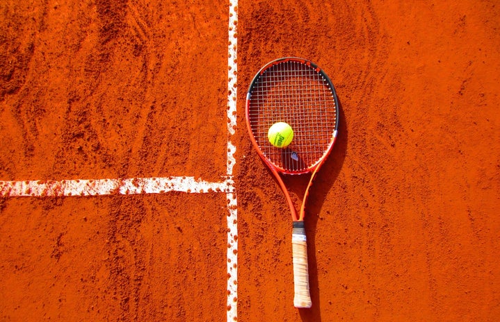 tennis ball on tennis racket