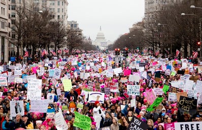Women protesting in the Women\'s March on Washington