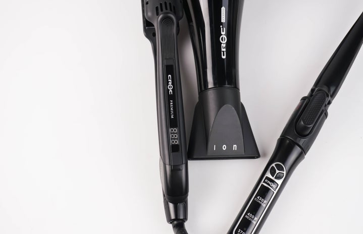 hair styling tools, blow dryer, flat iron