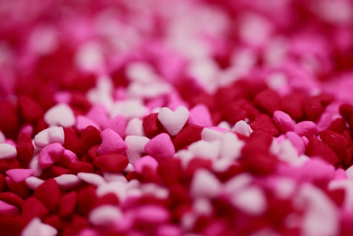 Pink, white, and red hearts