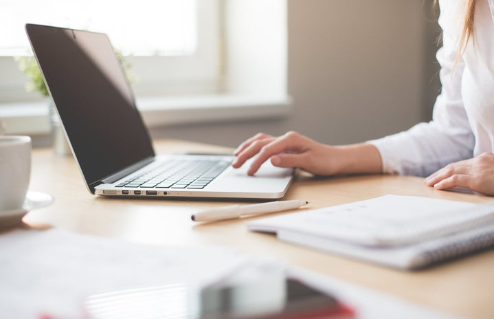 woman using laptop