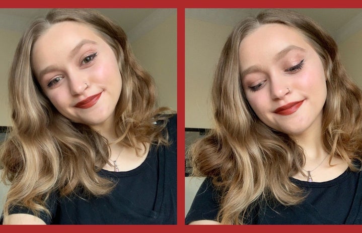 photos of a woman showing off a makeup look
