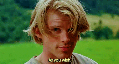Gif of a character from the Princess Bride saying "As you wish"