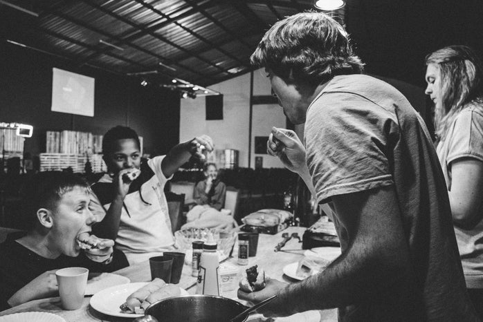 Family eating dinner