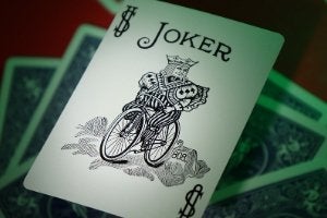 White card with Joker labeling