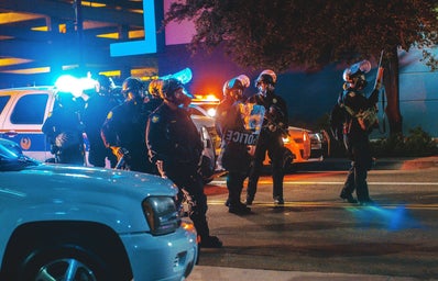 police arrive at a Donald Trump protest in Phoenix