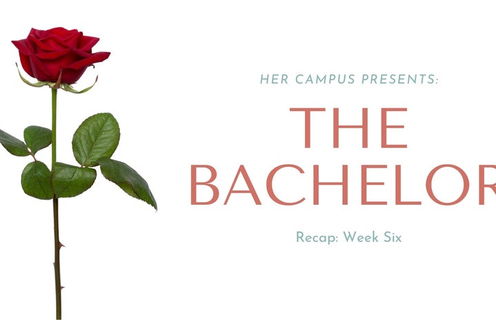 original graphic for week six of the bachelor recap series