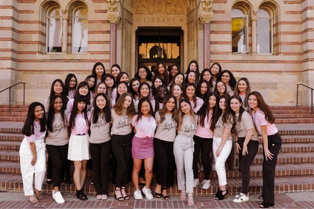 women taking group picture