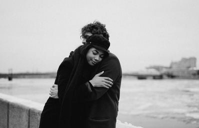 woman hugging man