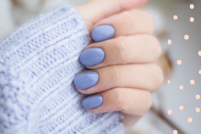 periwinkle manicure on short nails