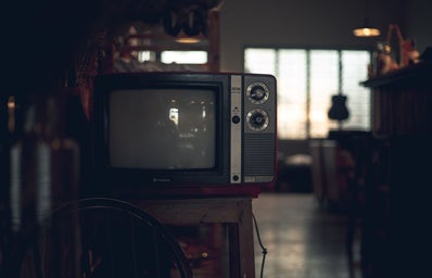 Dark room with retro tv